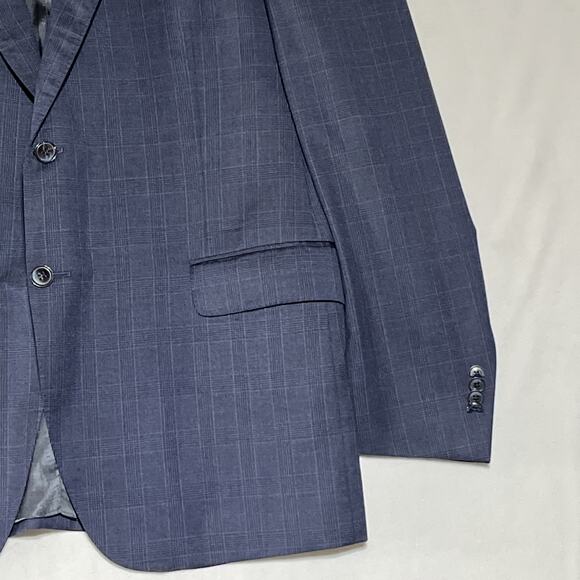 Peter Millar Suit Jacket Blazer Mens 46T Blue Plaid Two Button Double Vent - Picture 6 of 16
